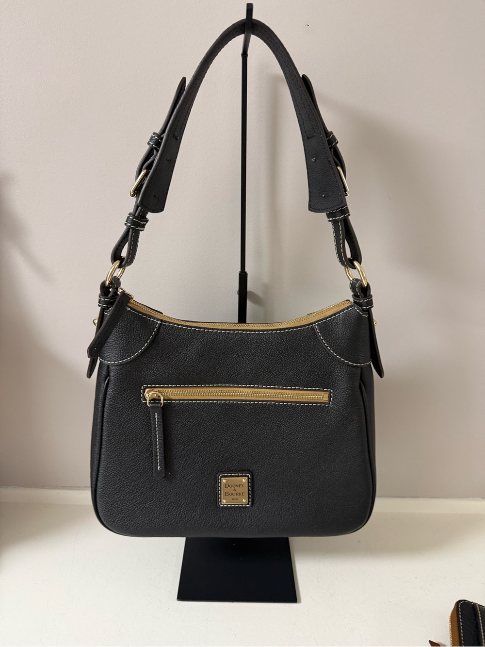 Dooney & Bourke Black Leather Shoulder Bag with Gold Hardware NWOT!!